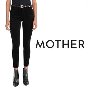 MOTHER High Waisted Looker Ankle - Soft Skills - Black Velvet Pants - Size 30